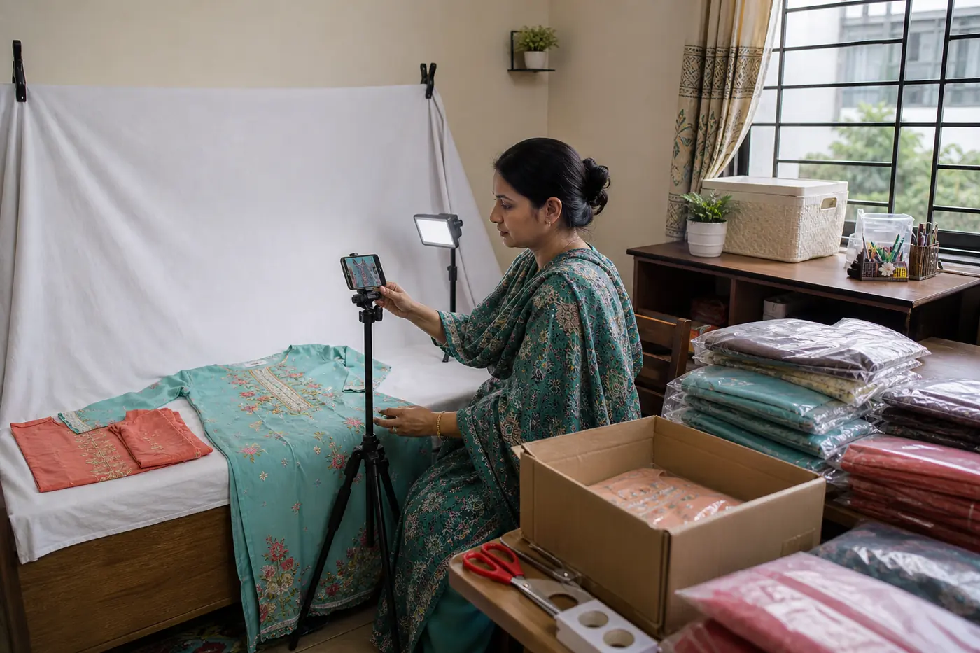 বাংলাদেশে ঘরে বসে F-Commerce ব্যবসা পরিচালনা করছেন একজন নারী উদ্যোক্তা